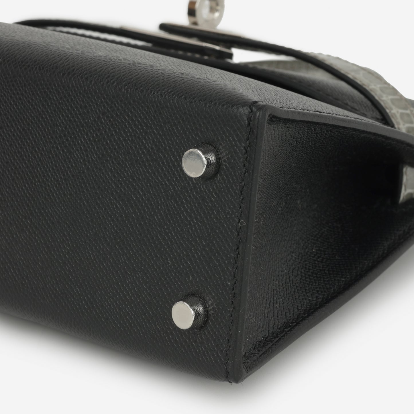 Hermès Mini Kelly Touch - Noir Madame / Gris Ciment Alligator Mississippiensis | Palladium Hardware