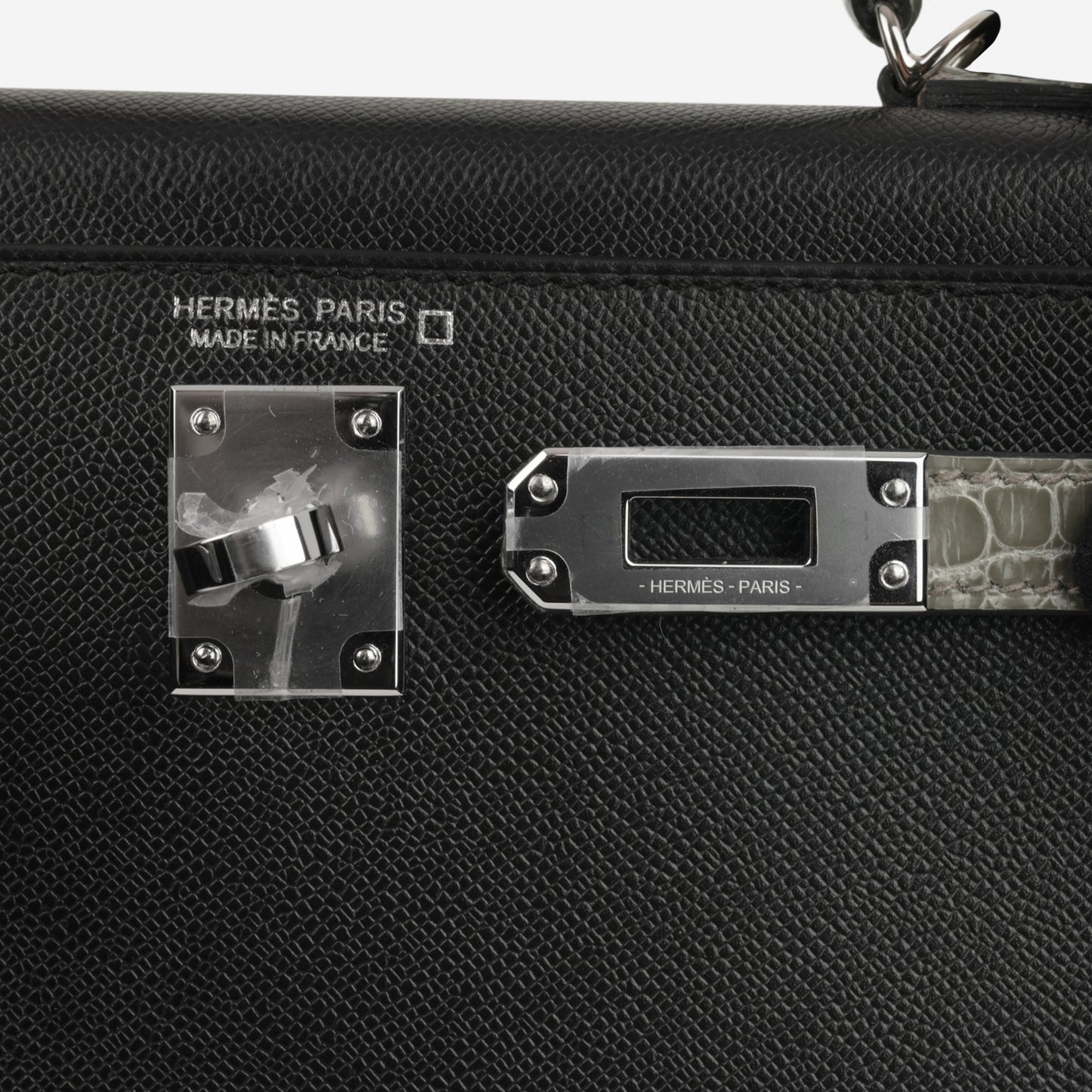 Hermès Mini Kelly Touch - Noir Madame / Gris Ciment Alligator Mississippiensis | Palladium Hardware