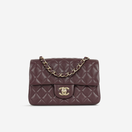 Chanel Mini Flap Rectangular - Burgundy Caviar  | Gold Hardware