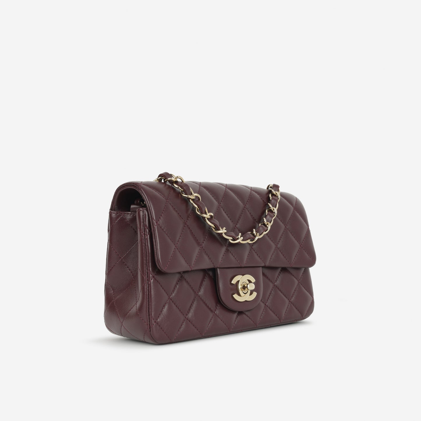 Chanel Mini Flap Rectangular - Burgundy Caviar  | Gold Hardware