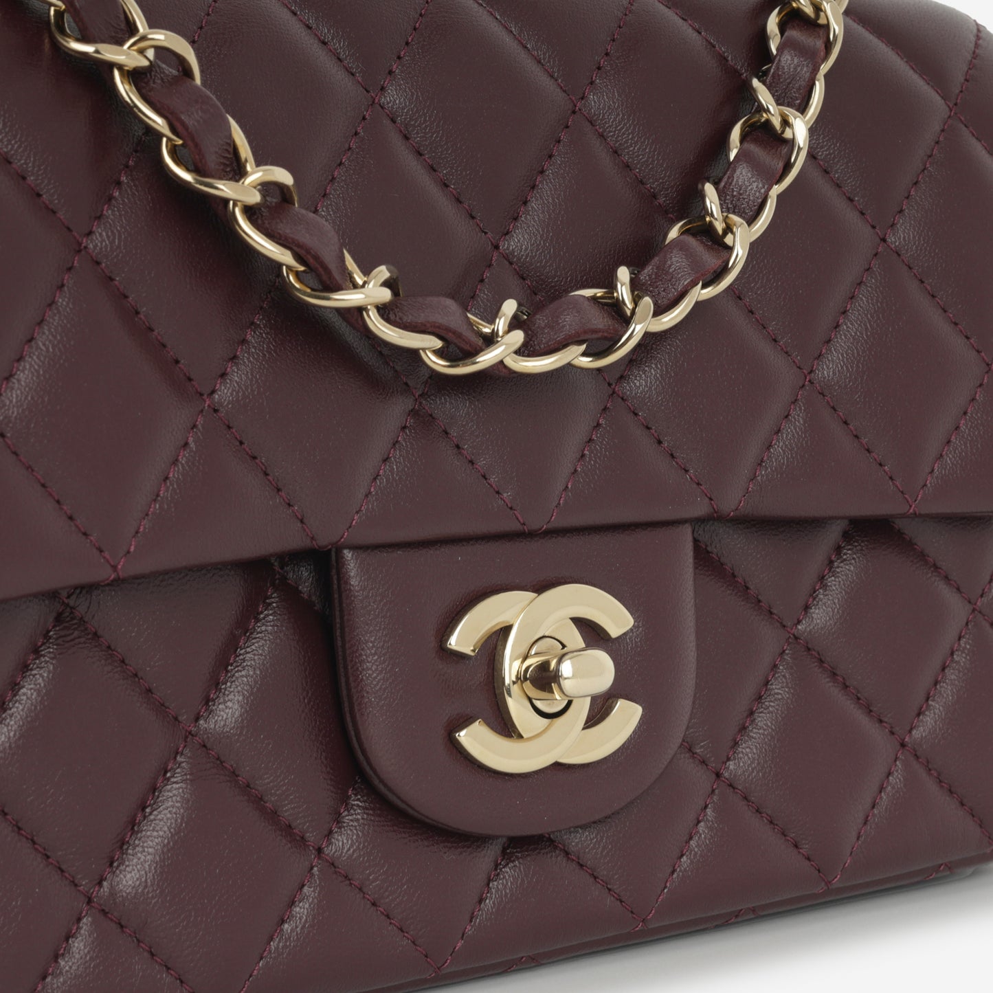 Chanel Mini Flap Rectangular - Burgundy Caviar  | Gold Hardware
