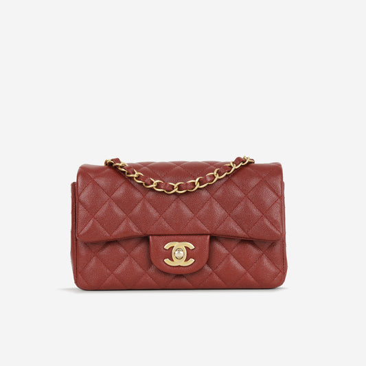 Chanel Mini Flap Rectangular - Burgundy Caviar | Gold Hardware