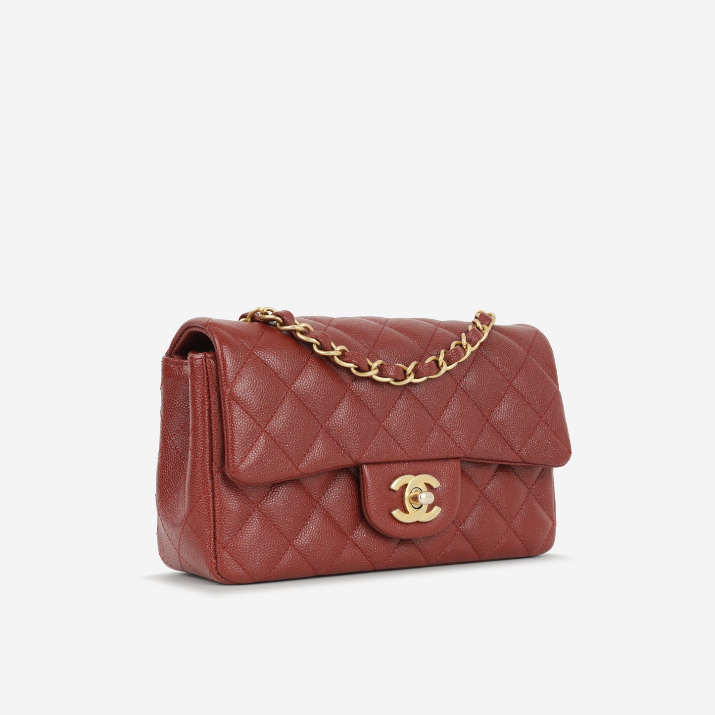 Chanel Mini Flap Rectangular - Burgundy Caviar | Gold Hardware