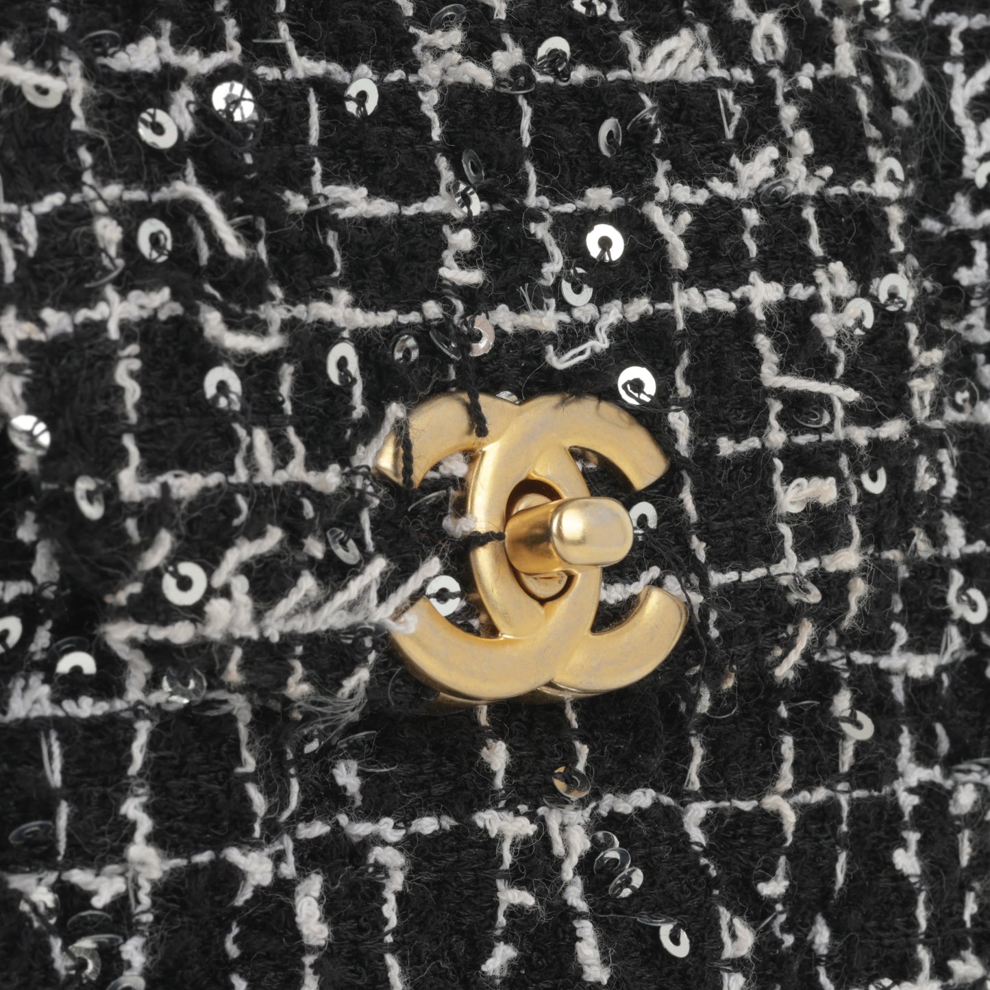 Chanel Small Kelly Re-Edition - Black/White Tweed | Gold Hardware