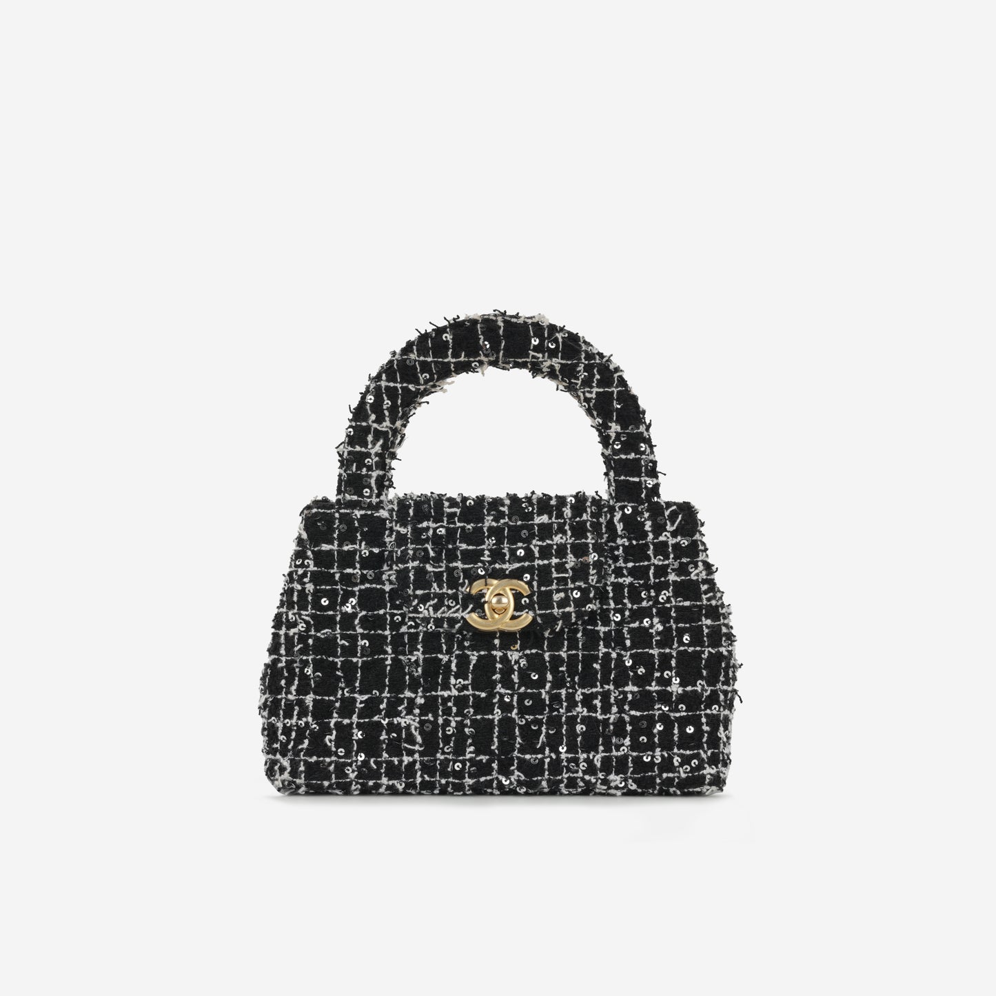 Chanel Small Kelly Re-Edition - Black/White Tweed | Gold Hardware