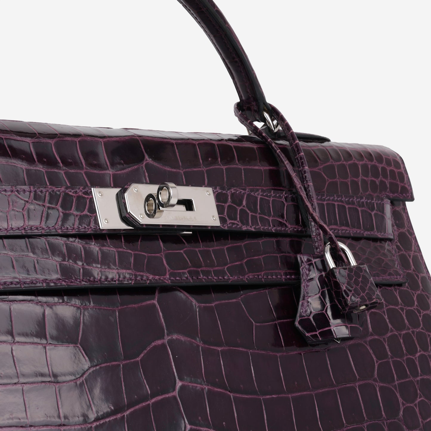 Hermès Kelly 40 - Amethyst Crocodile Porosus | Palladium Hardware