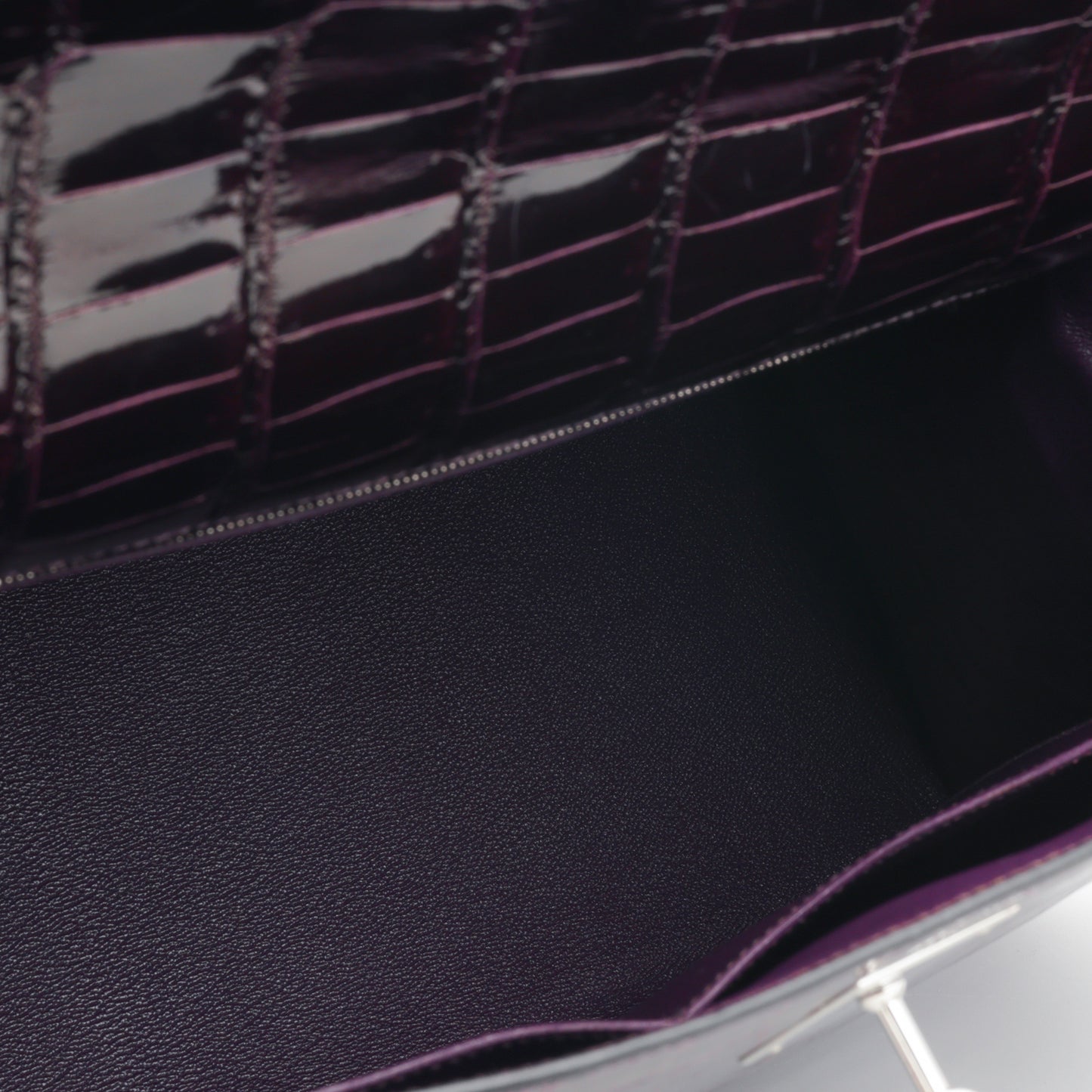 Hermès Kelly 40 - Amethyst Crocodile Porosus | Palladium Hardware