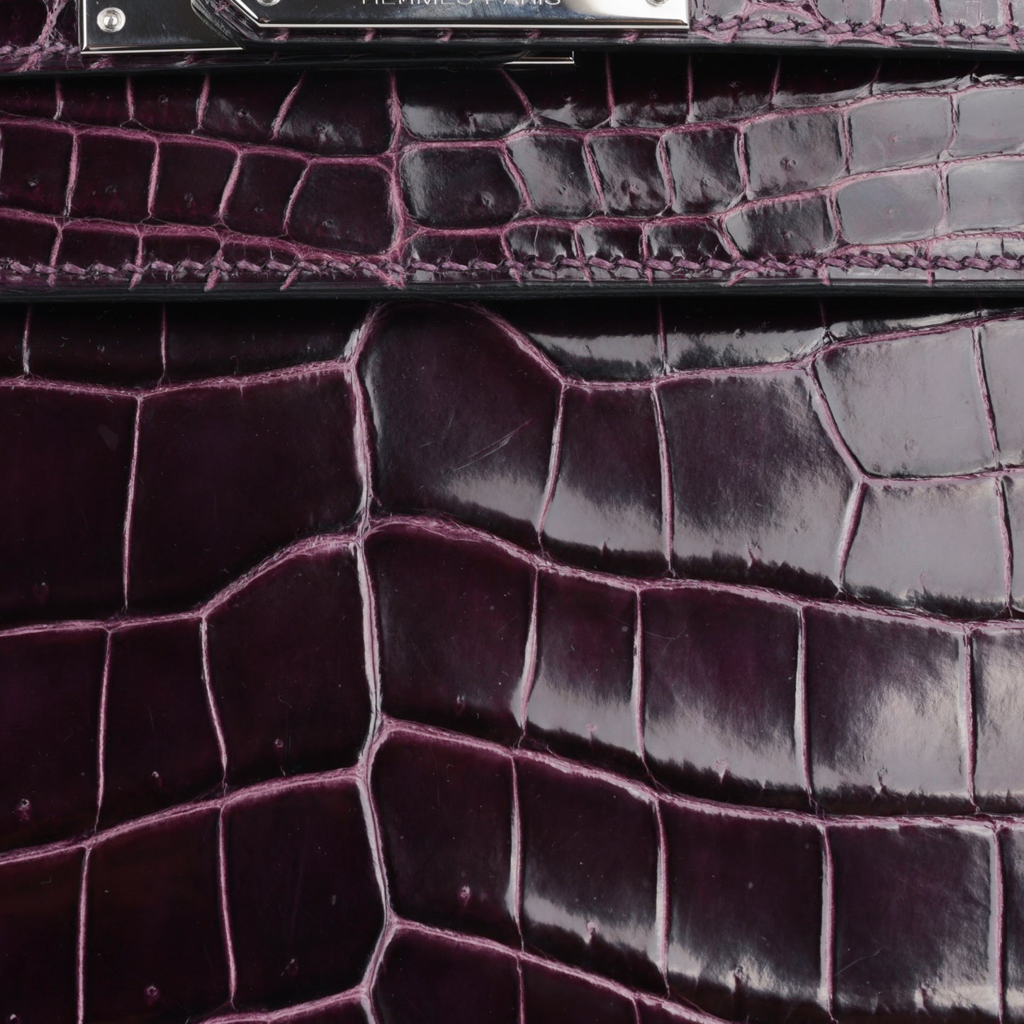 Hermès Kelly 40 - Amethyst Crocodile Porosus | Palladium Hardware