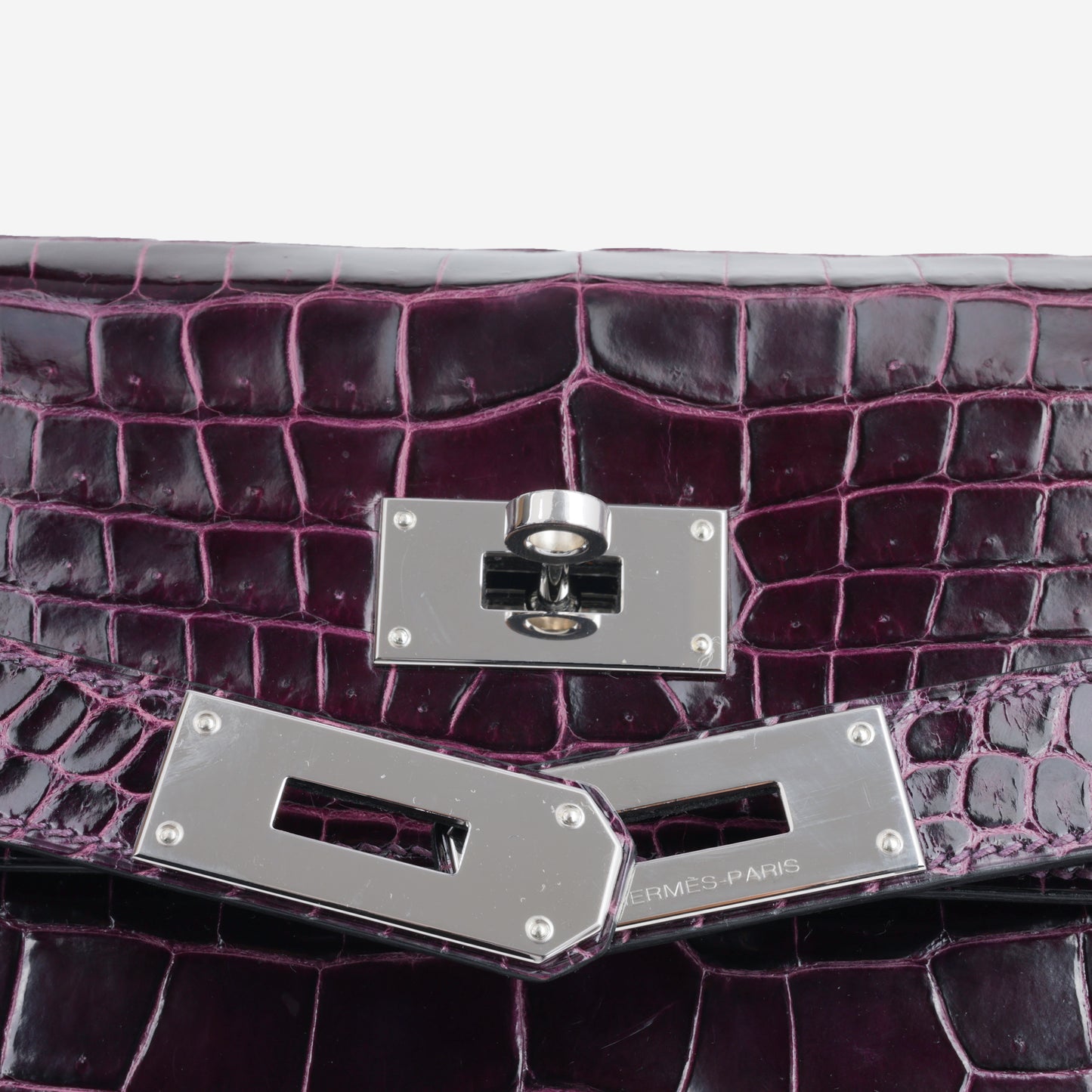 Hermès Kelly 40 - Amethyst Crocodile Porosus | Palladium Hardware
