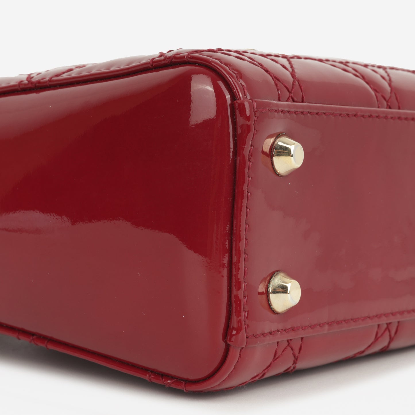 Dior Mini Lady Dior - Cherry Red Patent | Champagne Gold Hardware