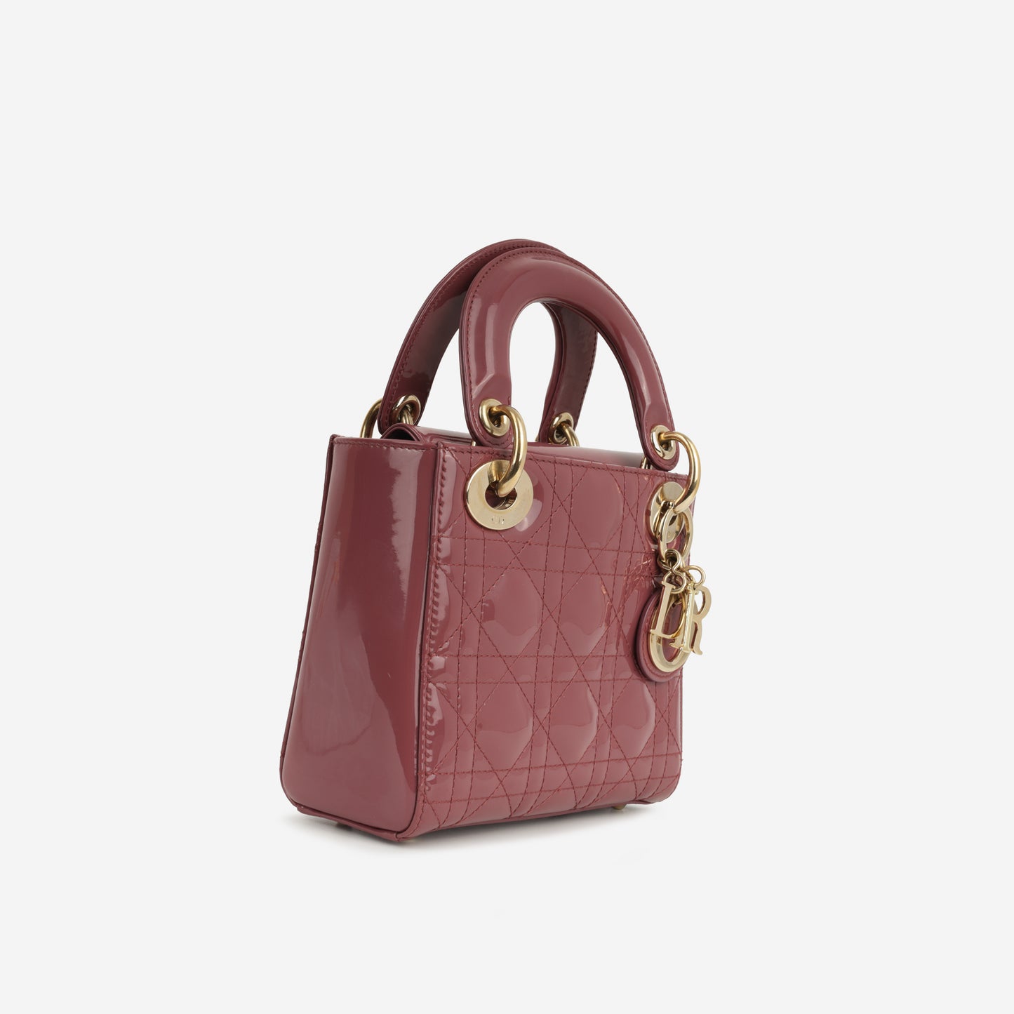 Dior Mini Lady Dior - Rose Pink Patent Cannage | Champagne Gold Hardware