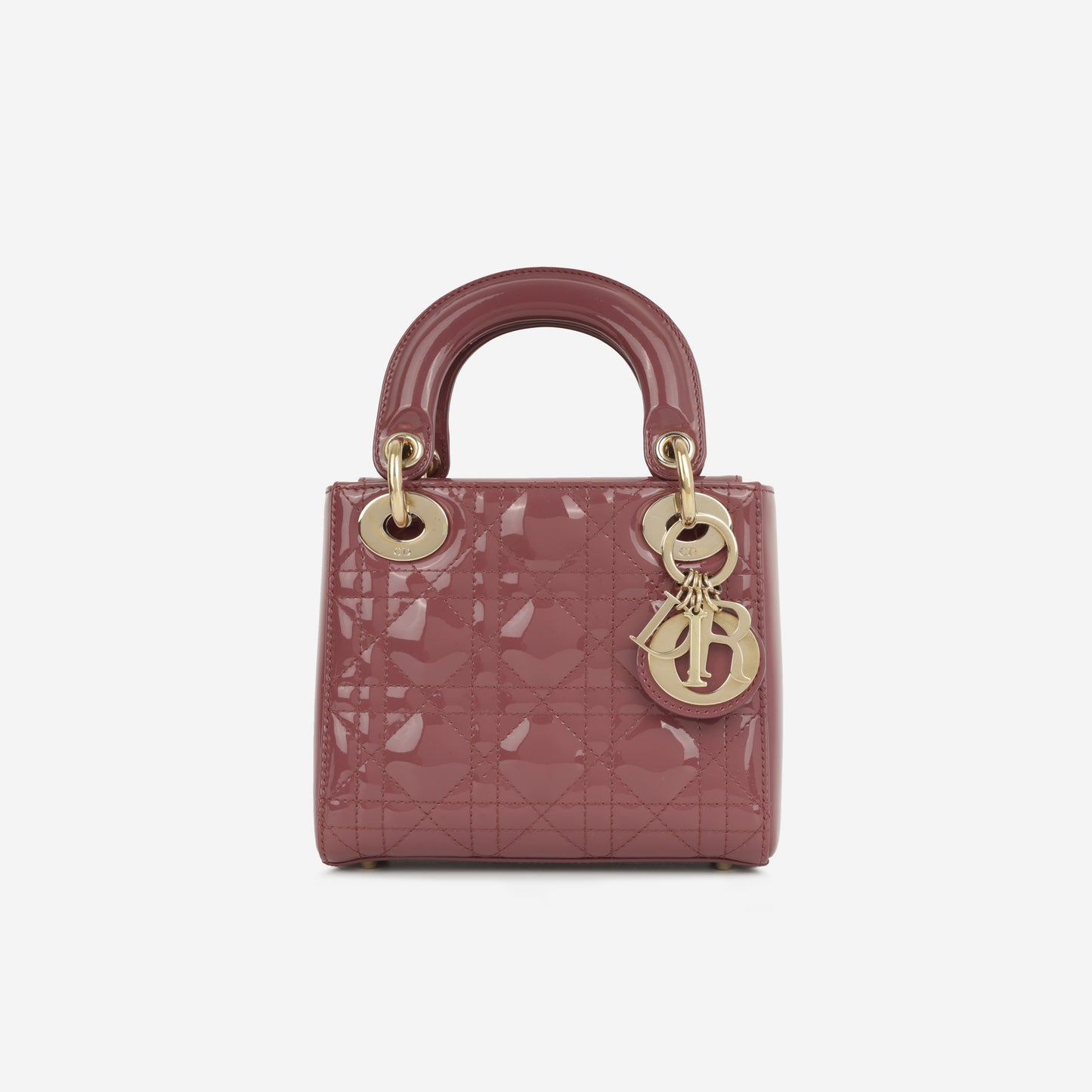 Dior Mini Lady Dior - Rose Pink Patent Cannage | Champagne Gold Hardware