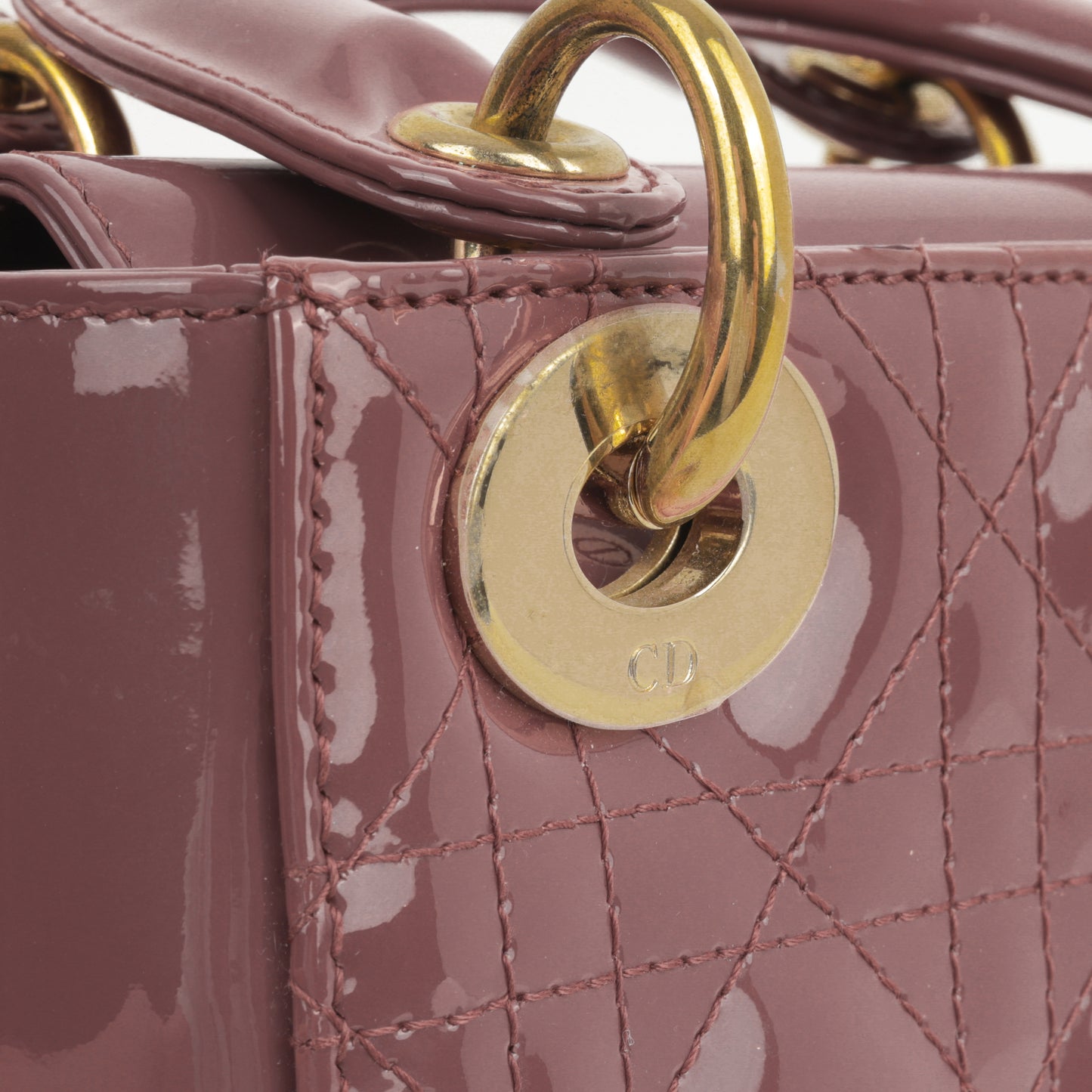 Dior Mini Lady Dior - Rose Pink Patent Cannage | Champagne Gold Hardware