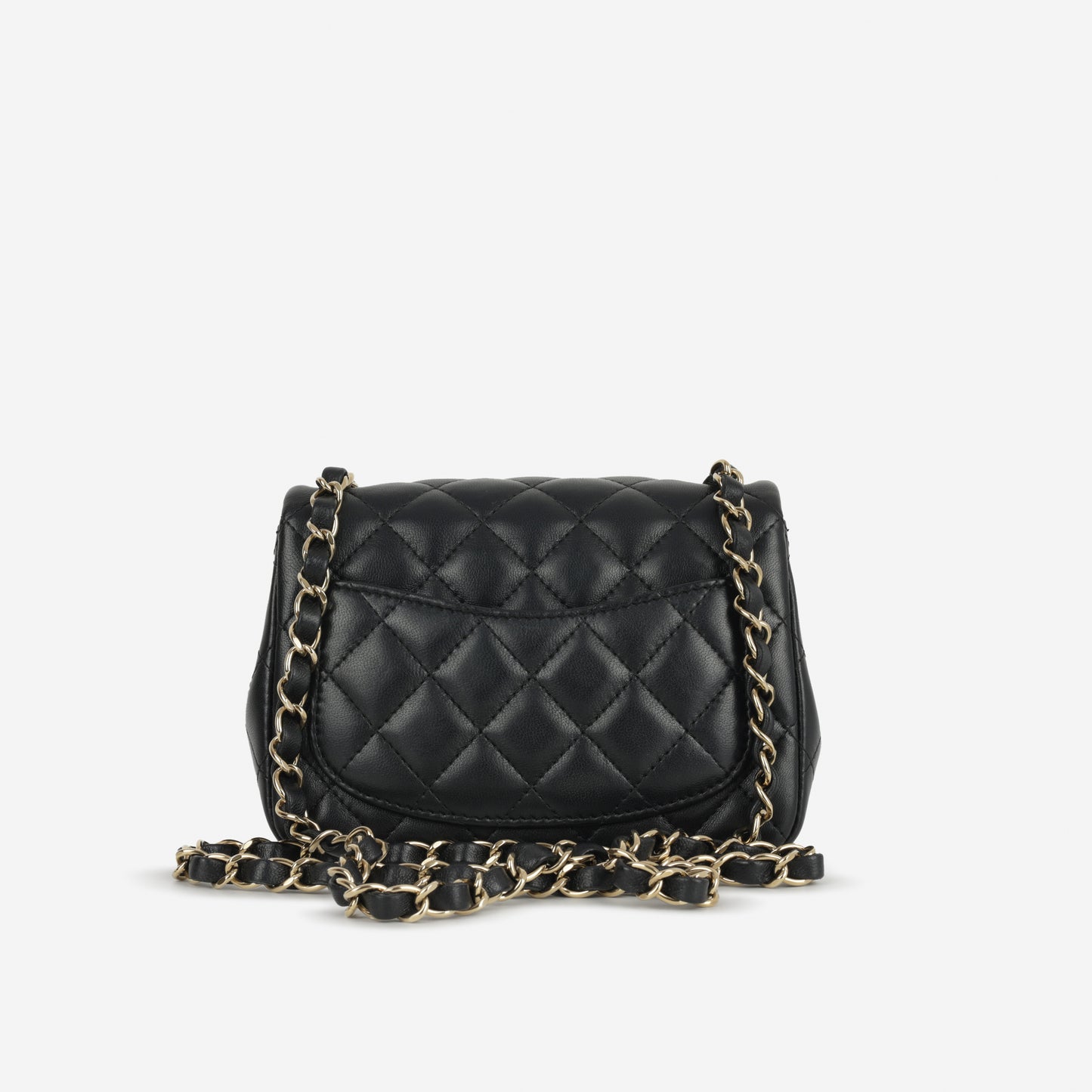Chanel Mini Square Classic Flap - Black Lambskin | Champagne Gold Hardware