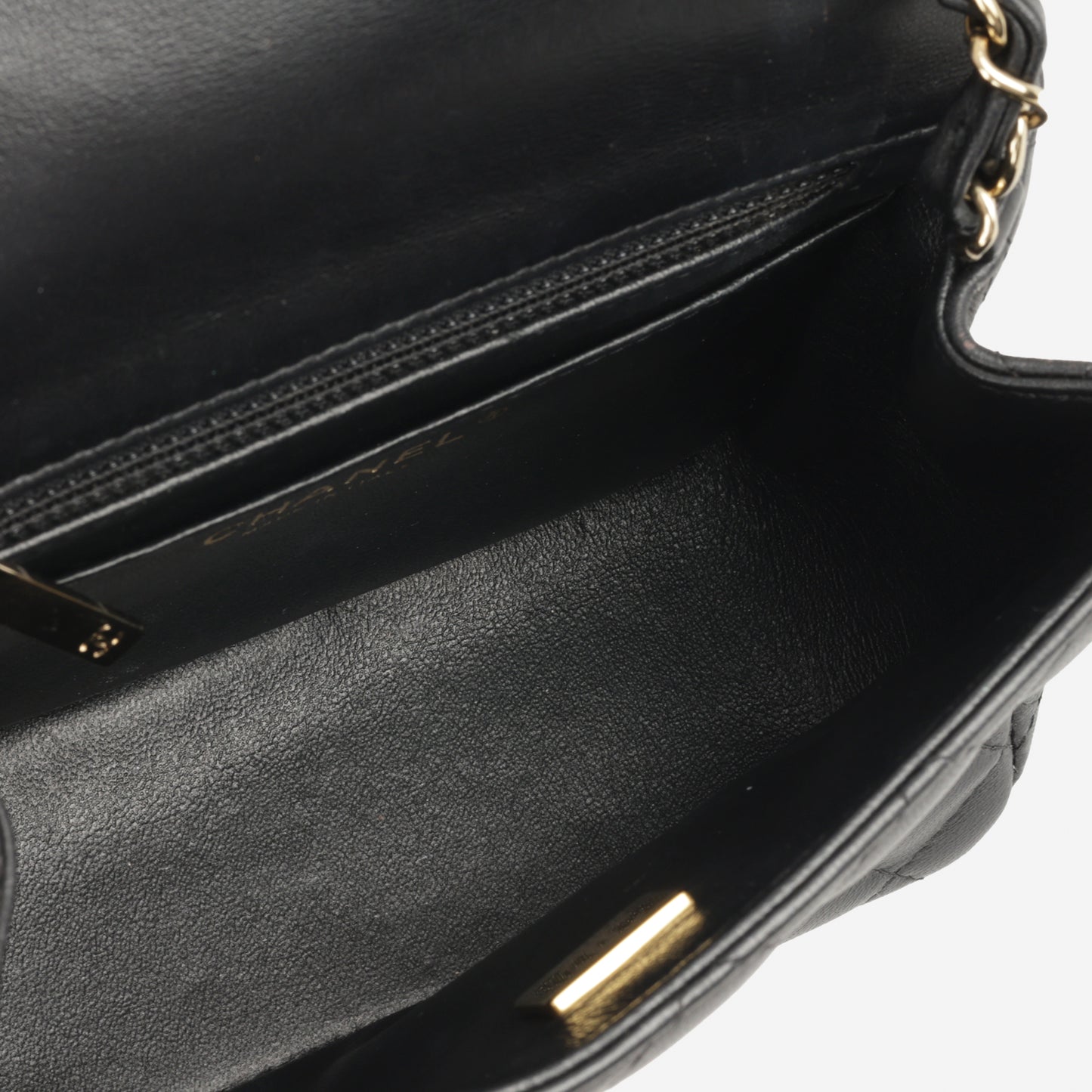 Chanel Mini Square Classic Flap - Black Lambskin | Champagne Gold Hardware