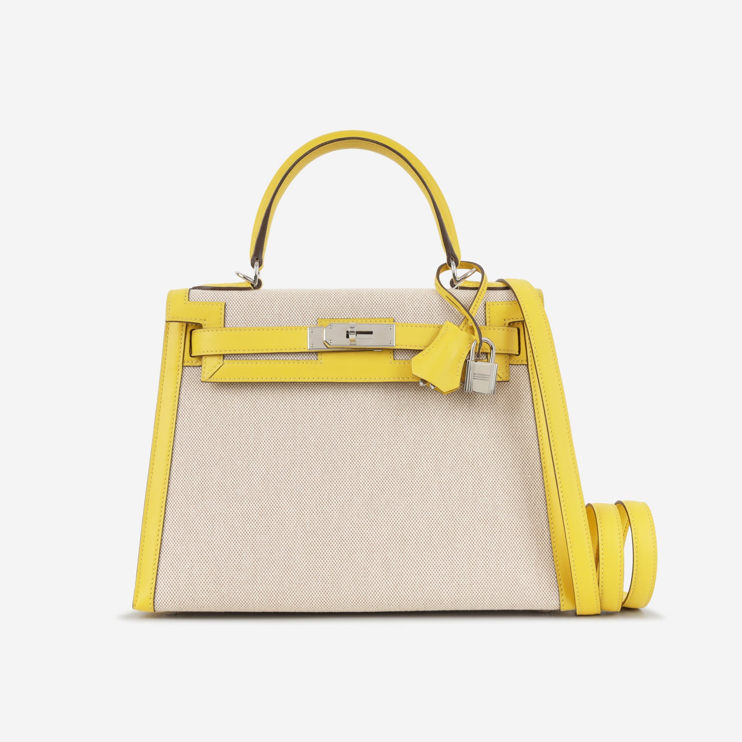 Kelly 28 - Jaune Citron Swift / Ecru Toile | Palladium Hardware