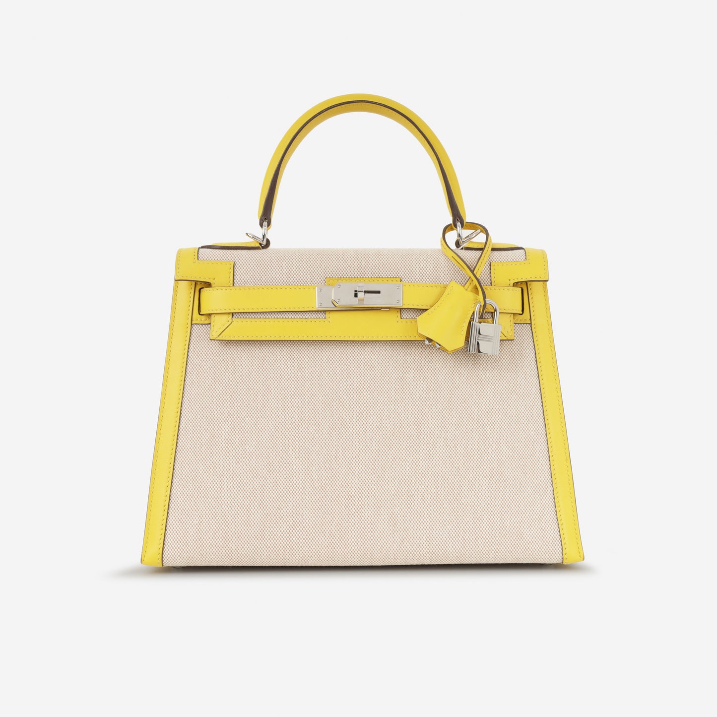 Kelly 28 - Jaune Citron Swift / Ecru Toile | Palladium Hardware