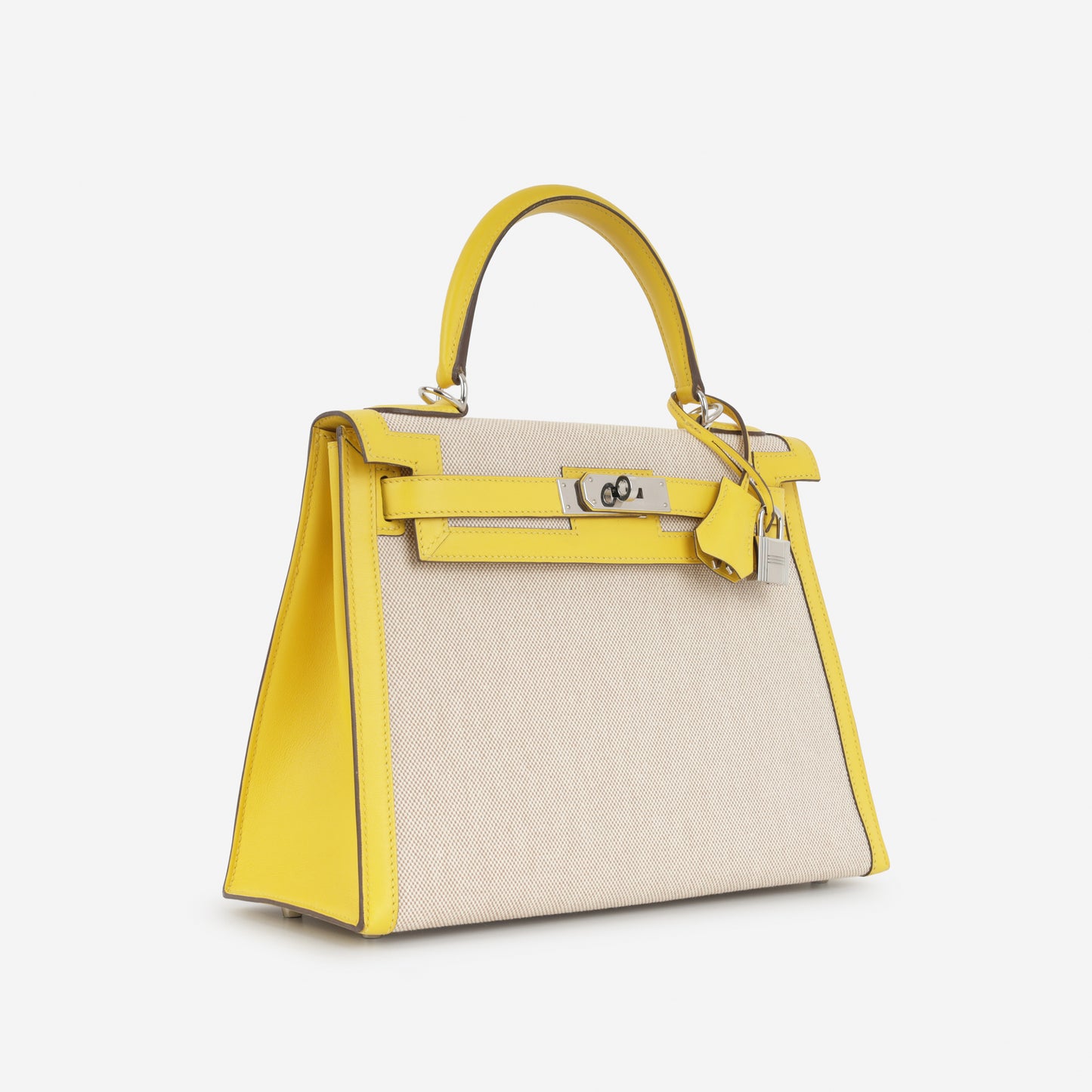 Kelly 28 - Jaune Citron Swift / Ecru Toile | Palladium Hardware