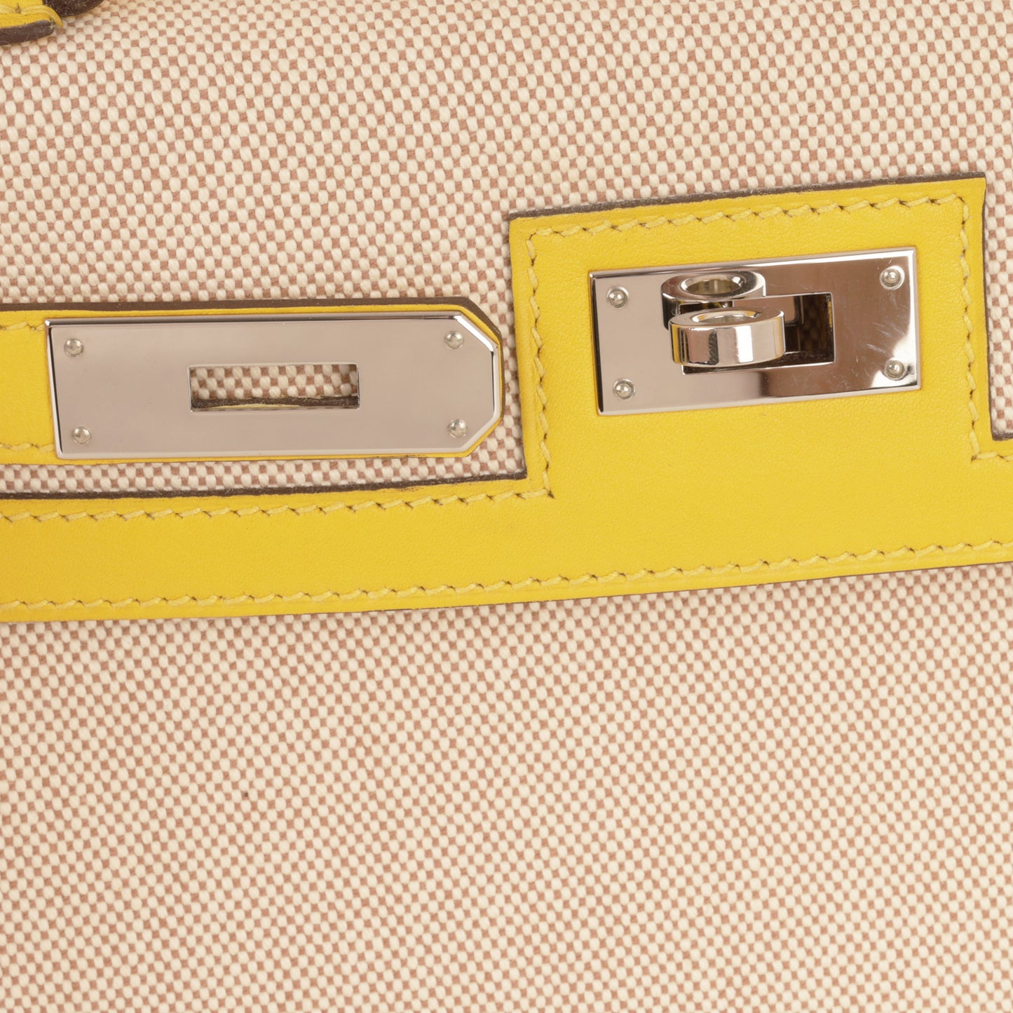 Kelly 28 - Jaune Citron Swift / Ecru Toile | Palladium Hardware
