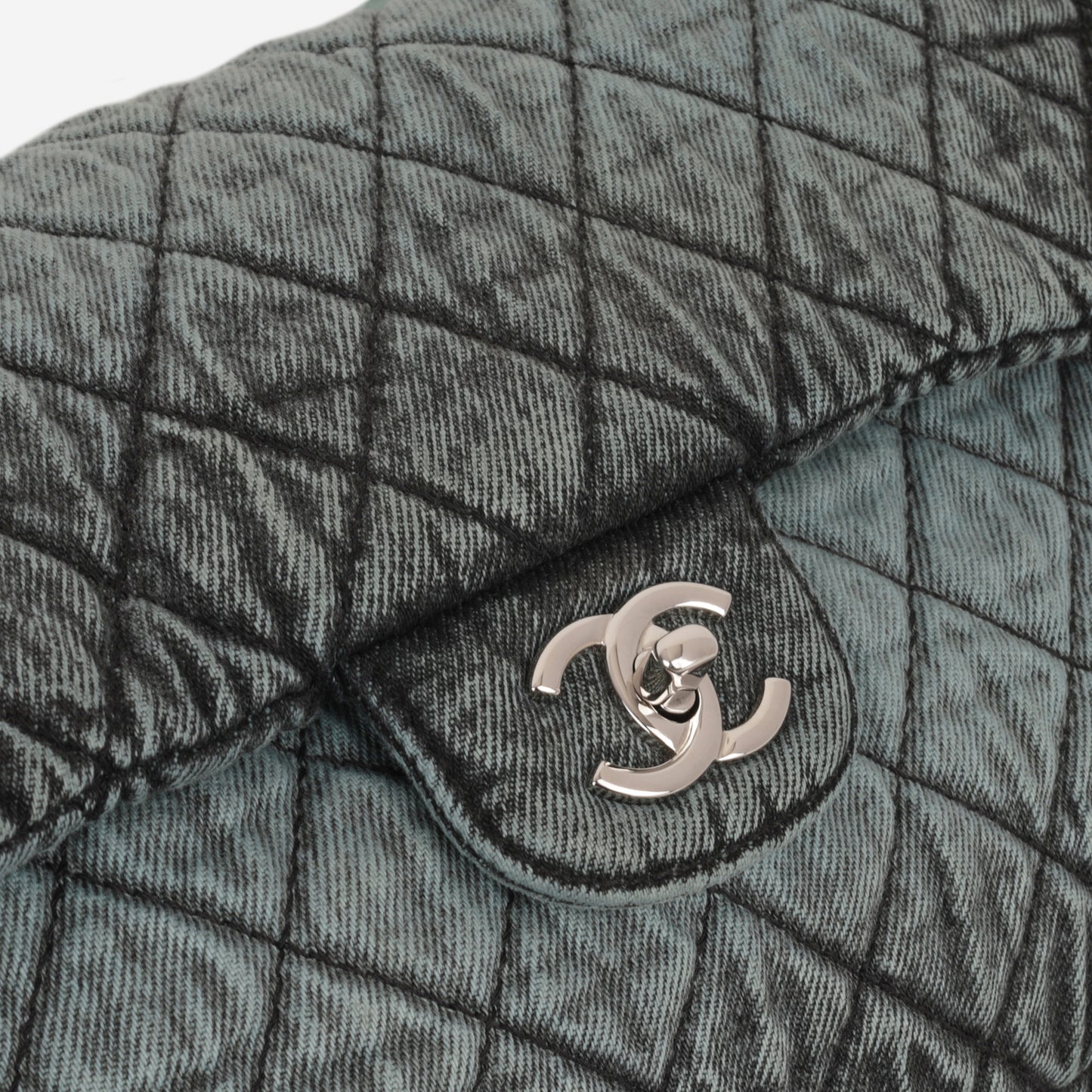 20c Seasonal Jumbo Flap - Teal / Black Denimpression  | Silver Hardware