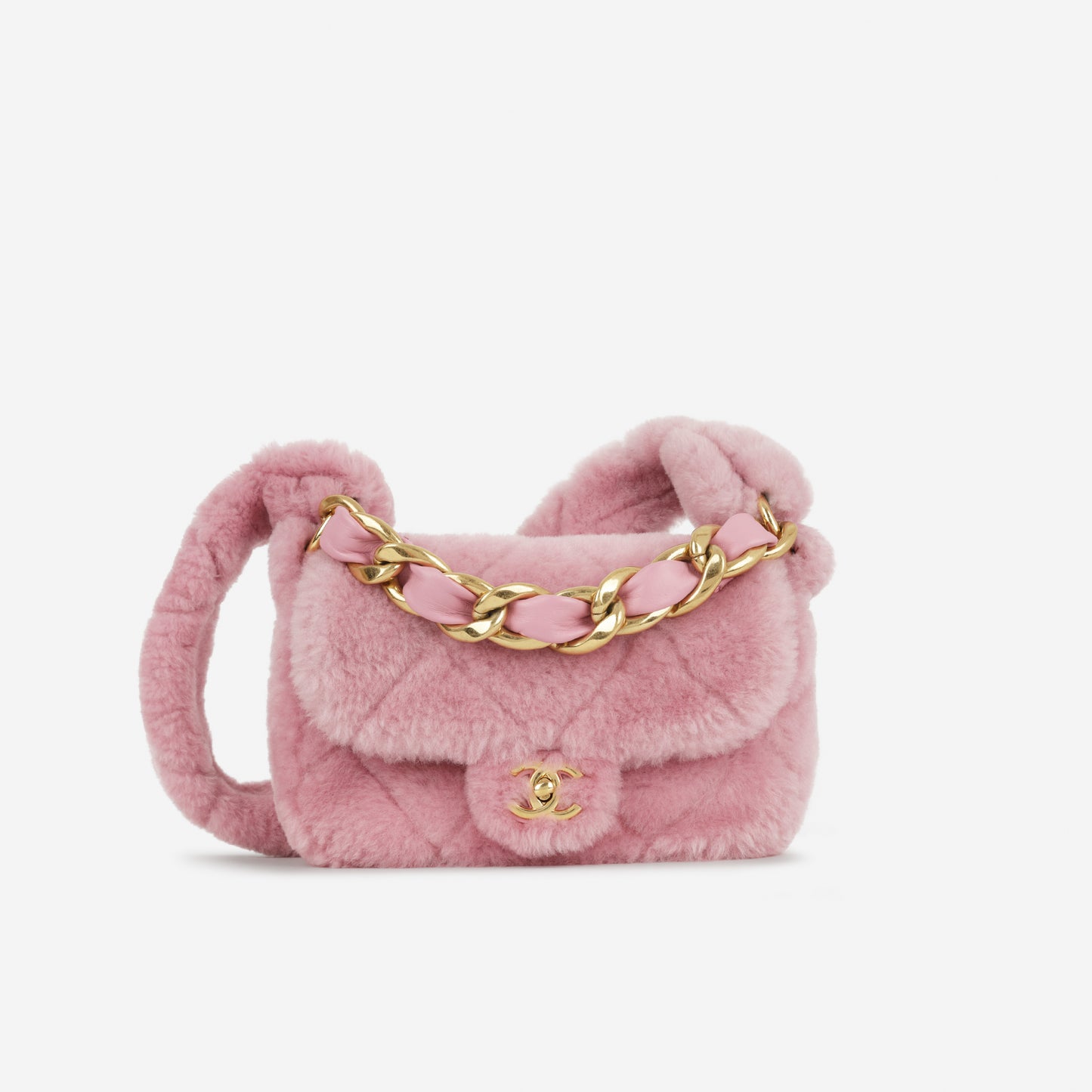 Chanel 22s Quilted Flap - Pink Shearling | Gold Hardware