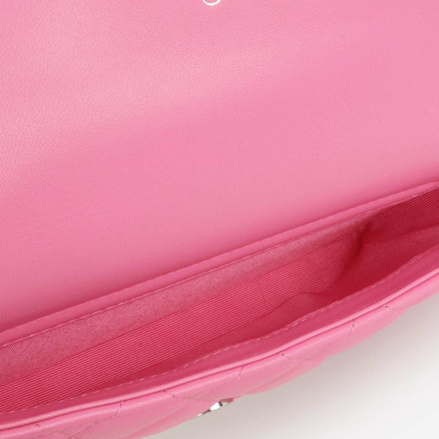 Chanel CC Phone Holder - Hot Pink Lambskin | Silver Hardware