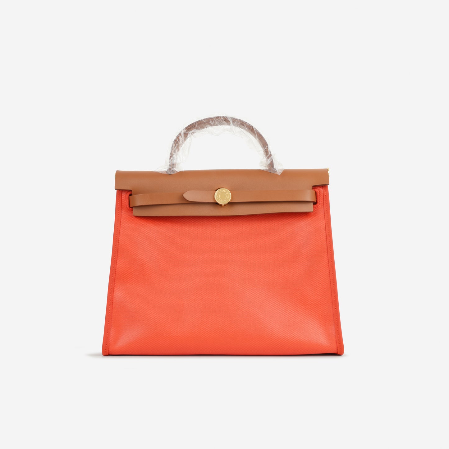 Hermès Herbag 31 - Orange Mecano Berline Toile / Fauve Hunter | Gold Hardware