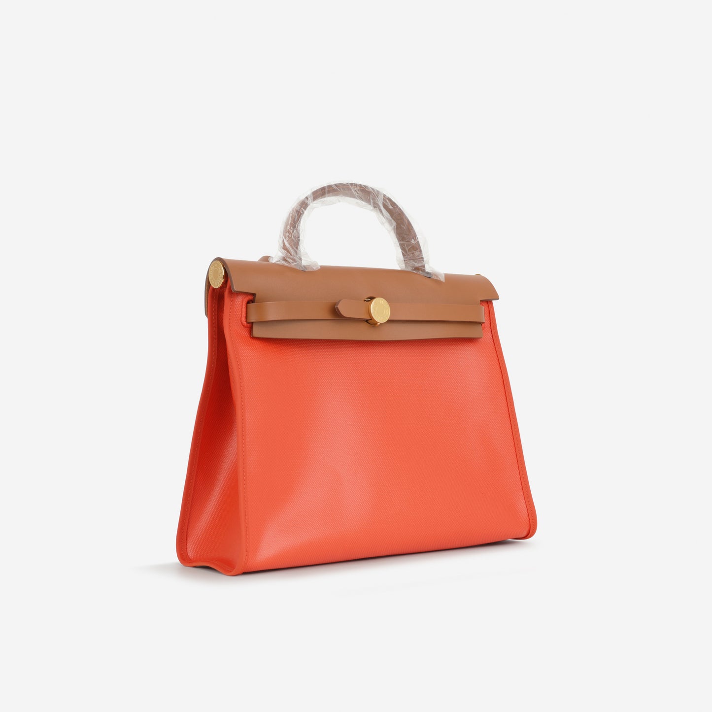 Hermès Herbag 31 - Orange Mecano Berline Toile / Fauve Hunter | Gold Hardware