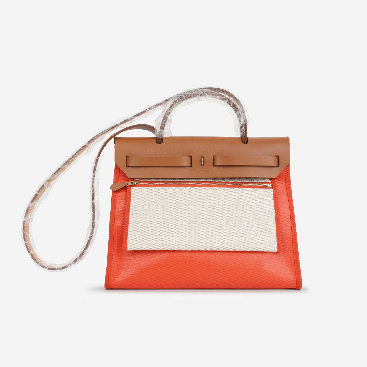 Hermès Herbag 31 - Orange Mecano Berline Toile / Fauve Hunter | Gold Hardware