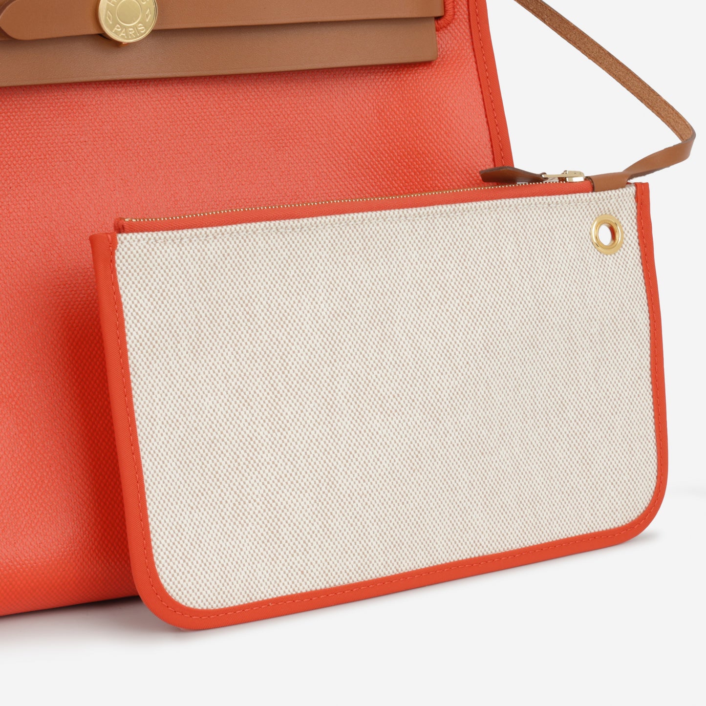 Hermès Herbag 31 - Orange Mecano Berline Toile / Fauve Hunter | Gold Hardware