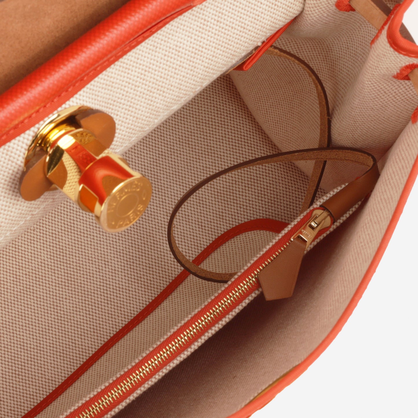 Hermès Herbag 31 - Orange Mecano Berline Toile / Fauve Hunter | Gold Hardware