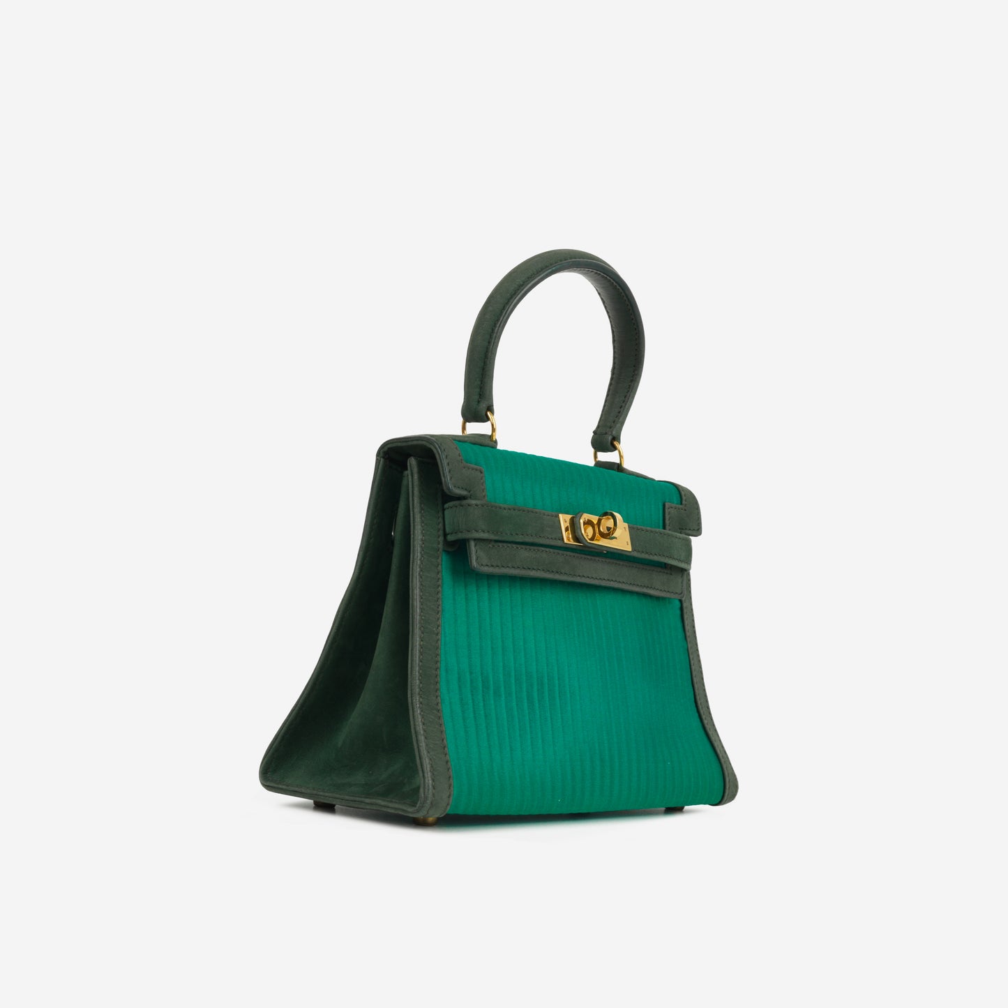 Hermès Vintage Kelly 20 - Malachite Satin/Vert Fonce Veau Velours | Gold Hardware