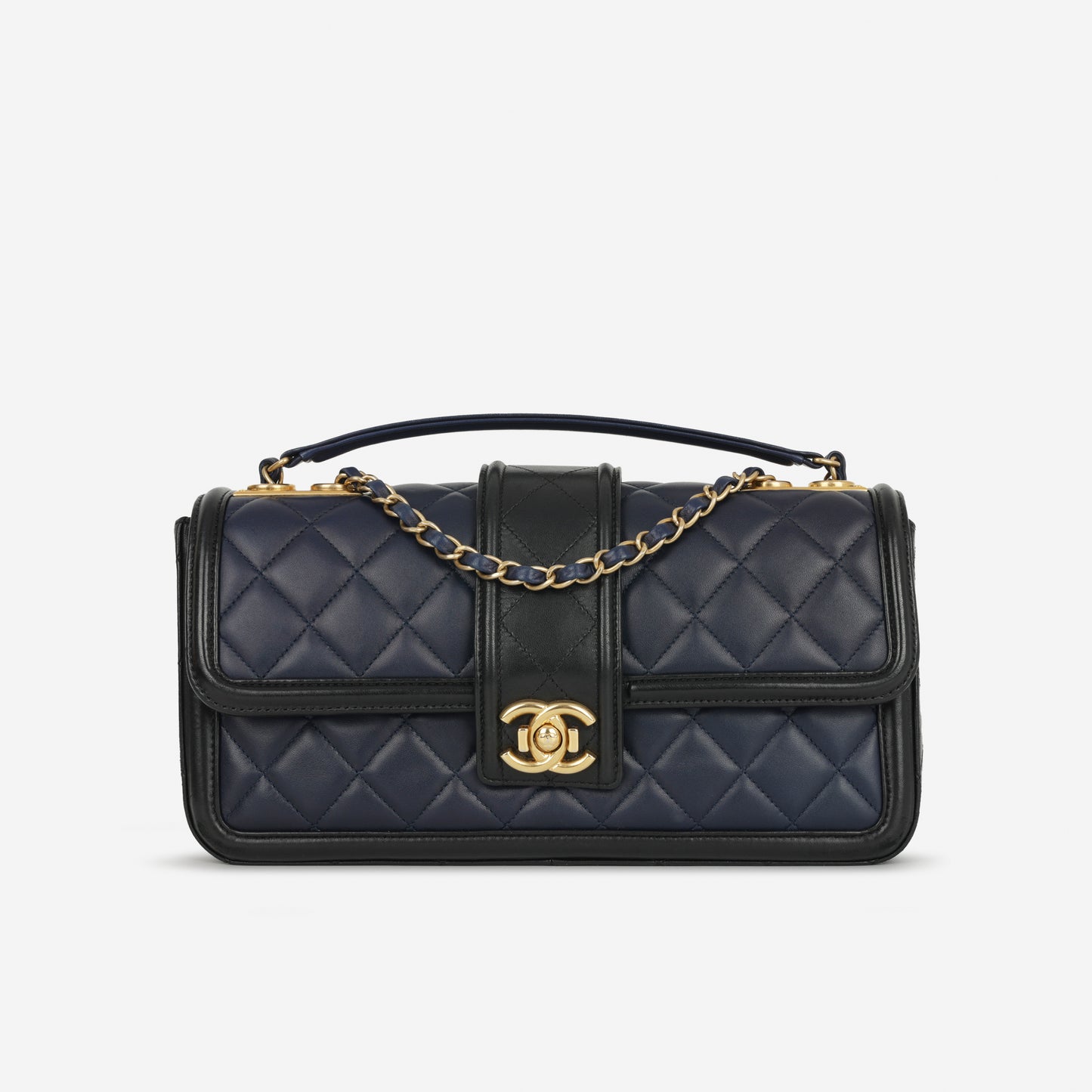 Chanel Large Elegant CC Flap - Navy/Black Lambskin | Gold Hardware