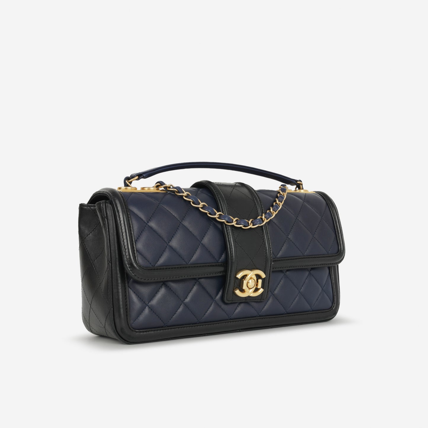 Chanel Large Elegant CC Flap - Navy/Black Lambskin | Gold Hardware