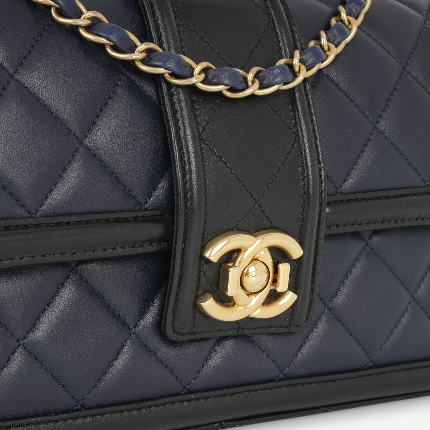 Chanel Large Elegant CC Flap - Navy/Black Lambskin | Gold Hardware