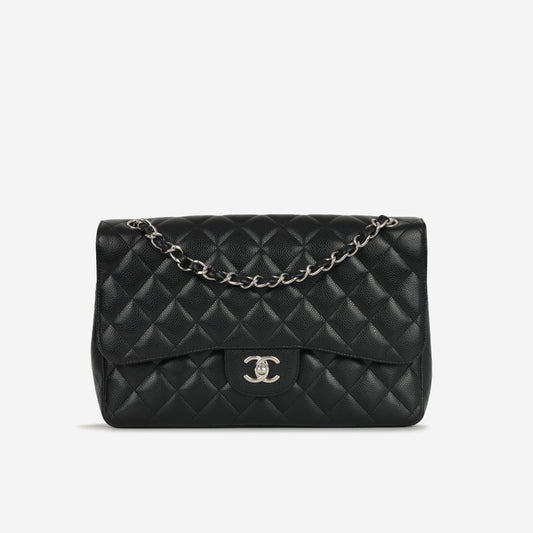 Chanel Jumbo Classic Flap Bag - Black Caviar | Silver Hardware