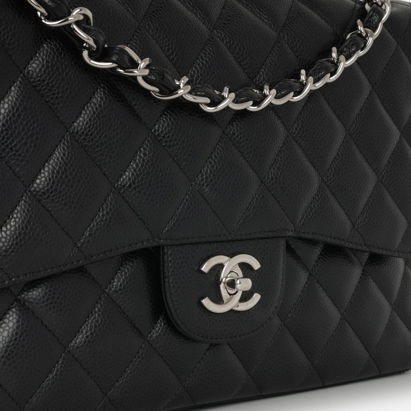 Chanel Jumbo Classic Flap Bag - Black Caviar | Silver Hardware