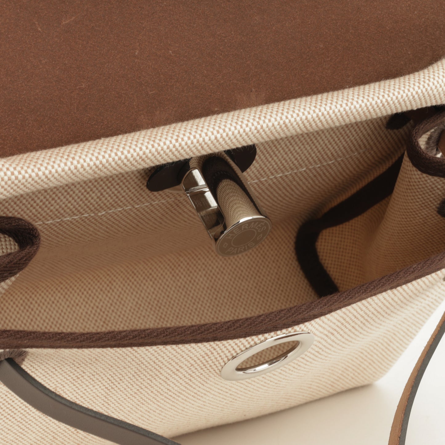 Hermès Herbag 20 - Ecru Toile / Ebene Hunter | Palladium Hardware