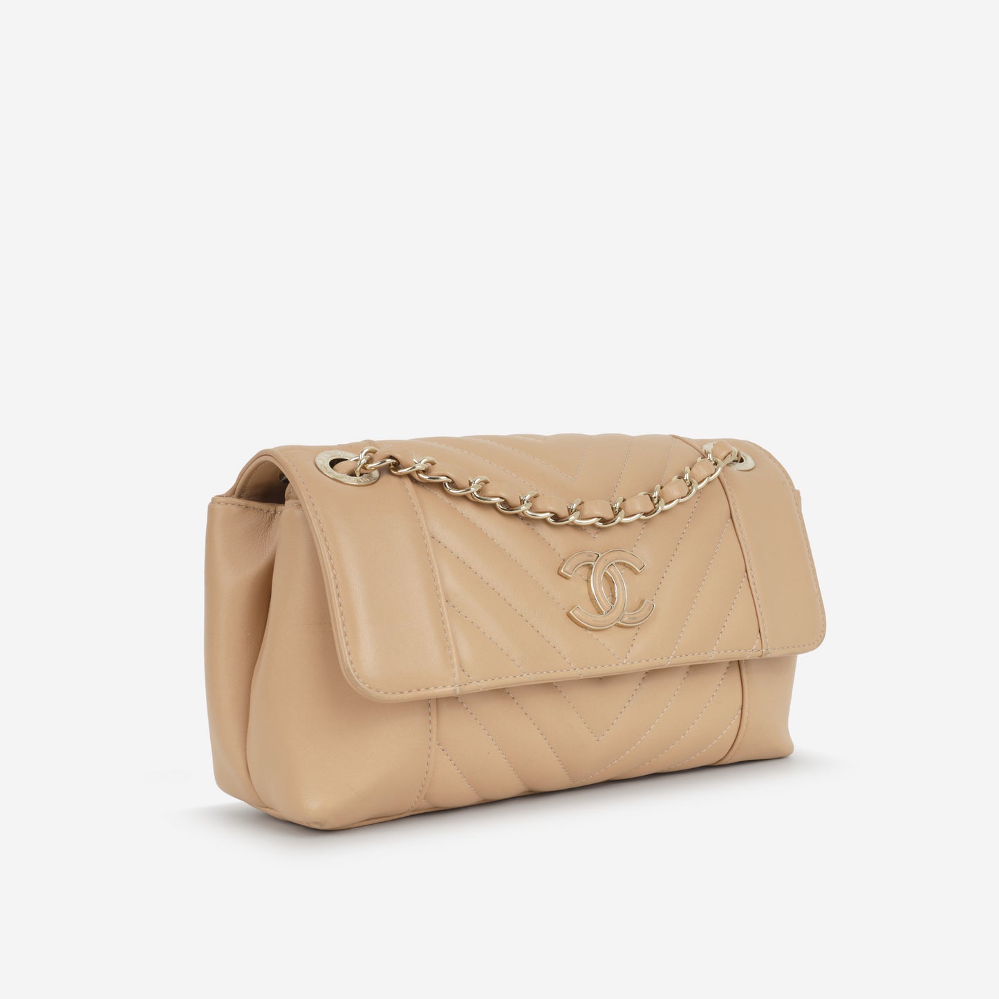 Chanel Small Daily Flap - Beige Calfskin | Champagne Gold Hardware