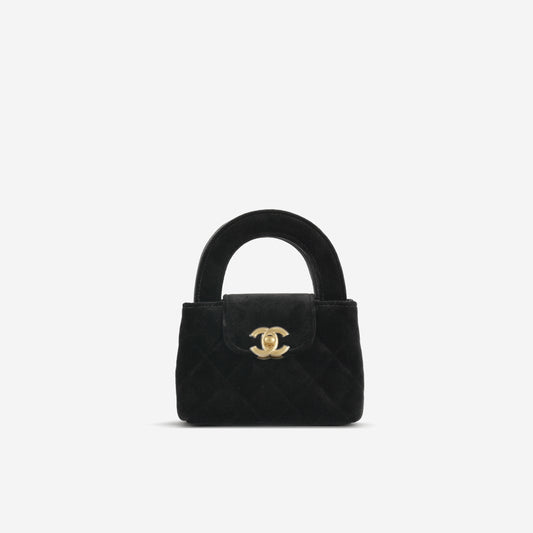 Chanel Nano Kelly Re-Edition - Black Velvet | Gold Hardware