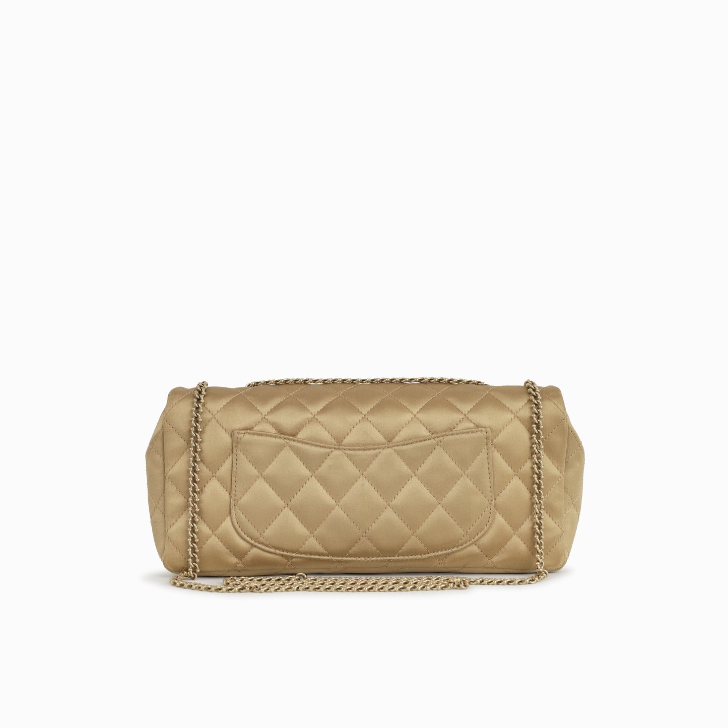 Chanel Pearl East West Flap Bag - Beige Satin | Jewelled CC