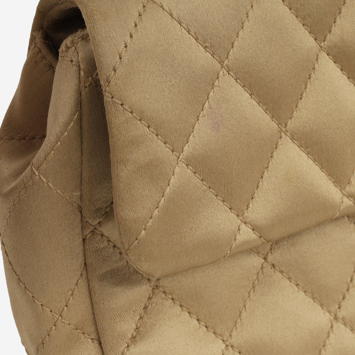 Chanel Pearl East West Flap Bag - Beige Satin | Jewelled CC