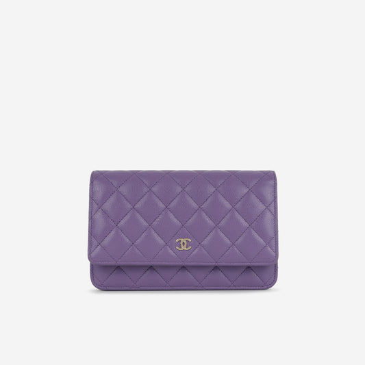 Chanel Classic Wallet on Chain - Purple Caviar | Champagne Gold Hardware