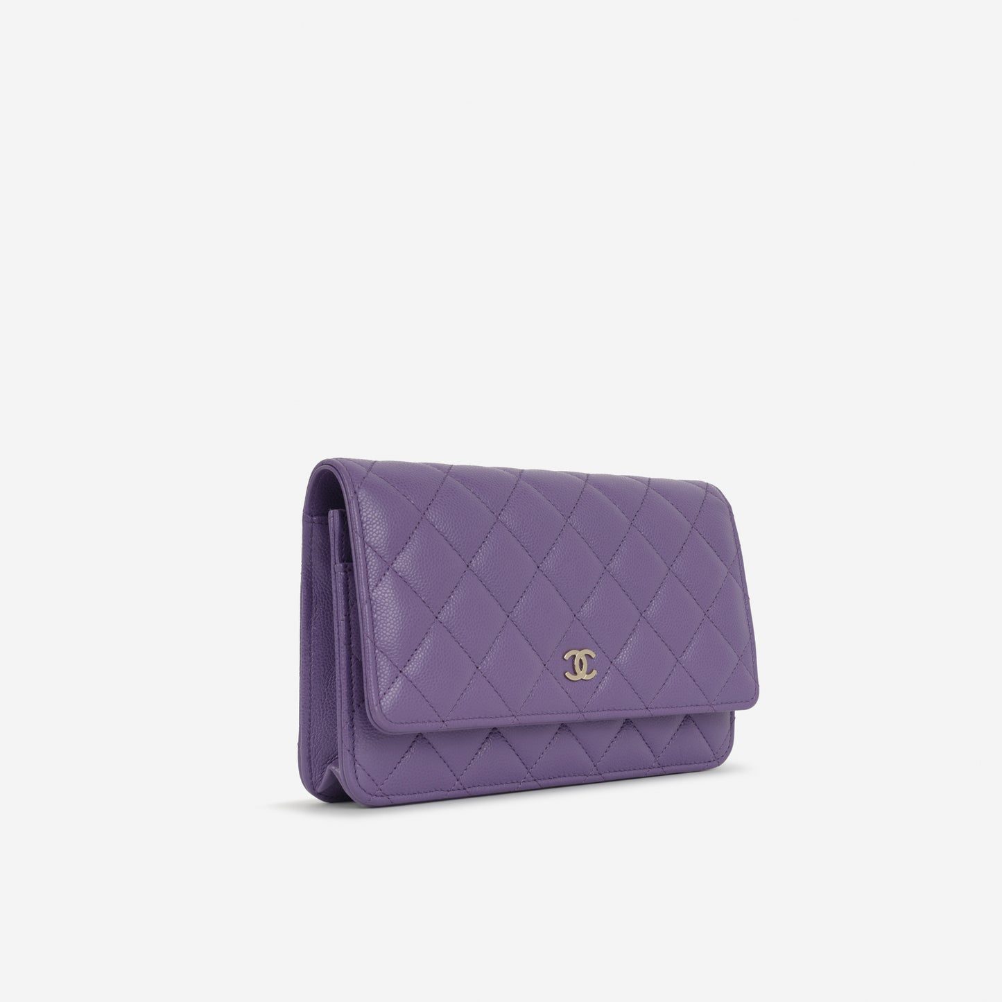 Chanel Classic Wallet on Chain - Purple Caviar | Champagne Gold Hardware