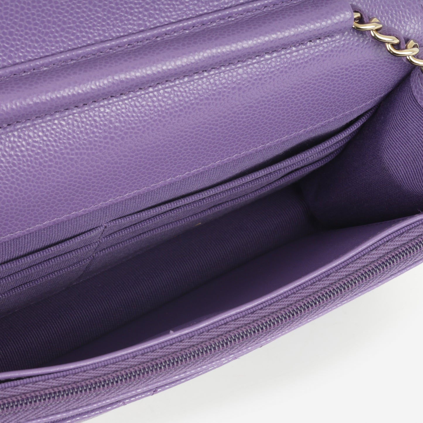Chanel Classic Wallet on Chain - Purple Caviar | Champagne Gold Hardware