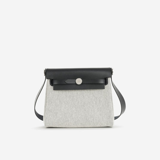 Hermès Herbag 20 - Noir / Ecru Quadrille / Noir Hunter | Palladium Hardware