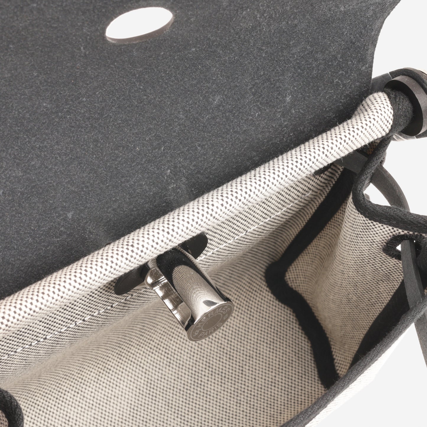 Hermès Herbag 20 - Noir / Ecru Quadrille / Noir Hunter | Palladium Hardware