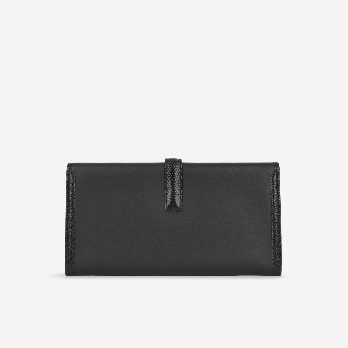 Hermès Jige Clutch 29 - Noir Swift / Noir Varanus Shiny Niloticus Lizard