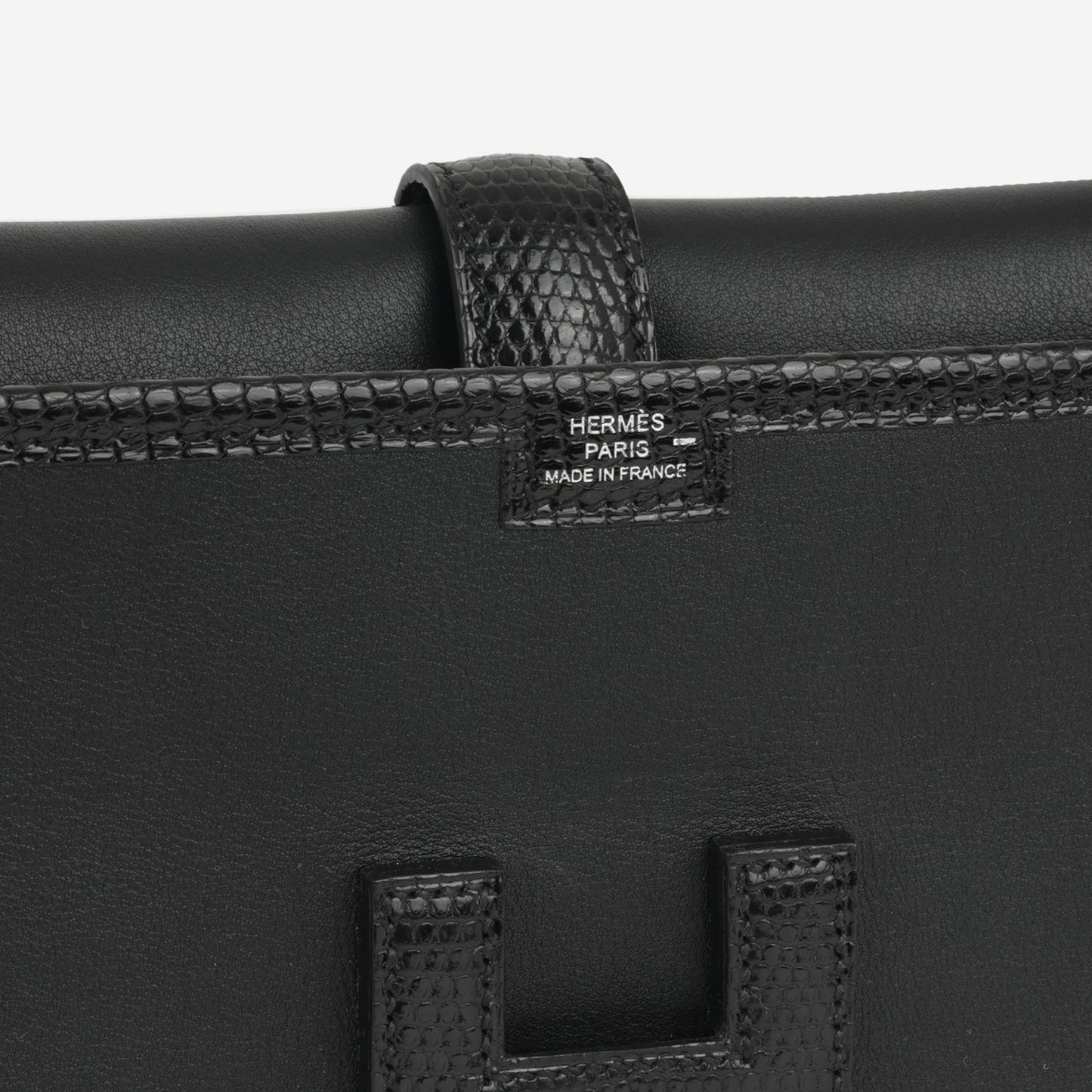 Hermès Jige Clutch 29 - Noir Swift / Noir Varanus Shiny Niloticus Lizard