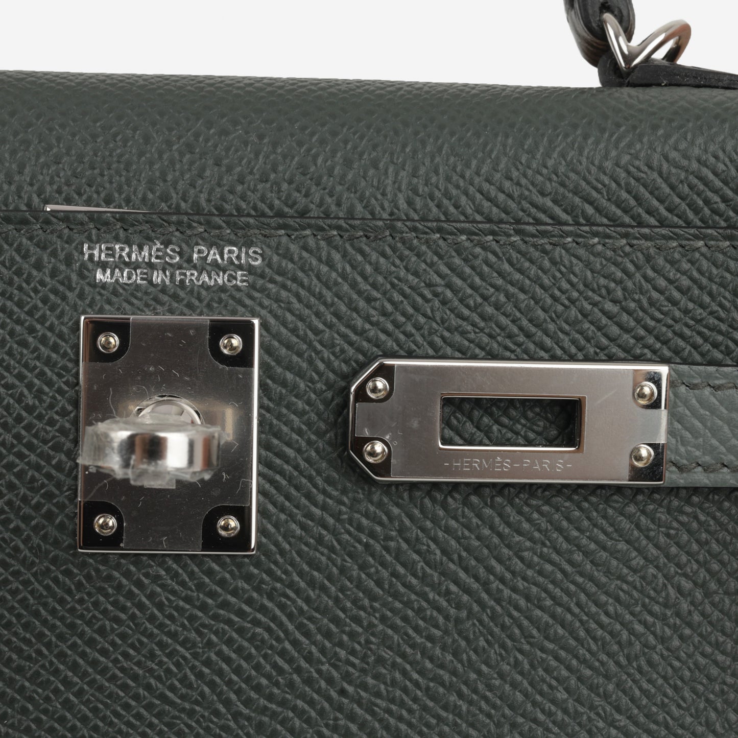 Hermès Mini Kelly Tricolore - Vert Amande / Noir Epsom / Vert Mangrove | Palladium Hardware